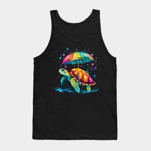 Sea Turtle Rainy Day With Umbrella Tank Top